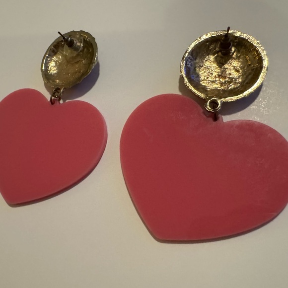 Pink Heart Drop Earrings - Picture 2 of 4